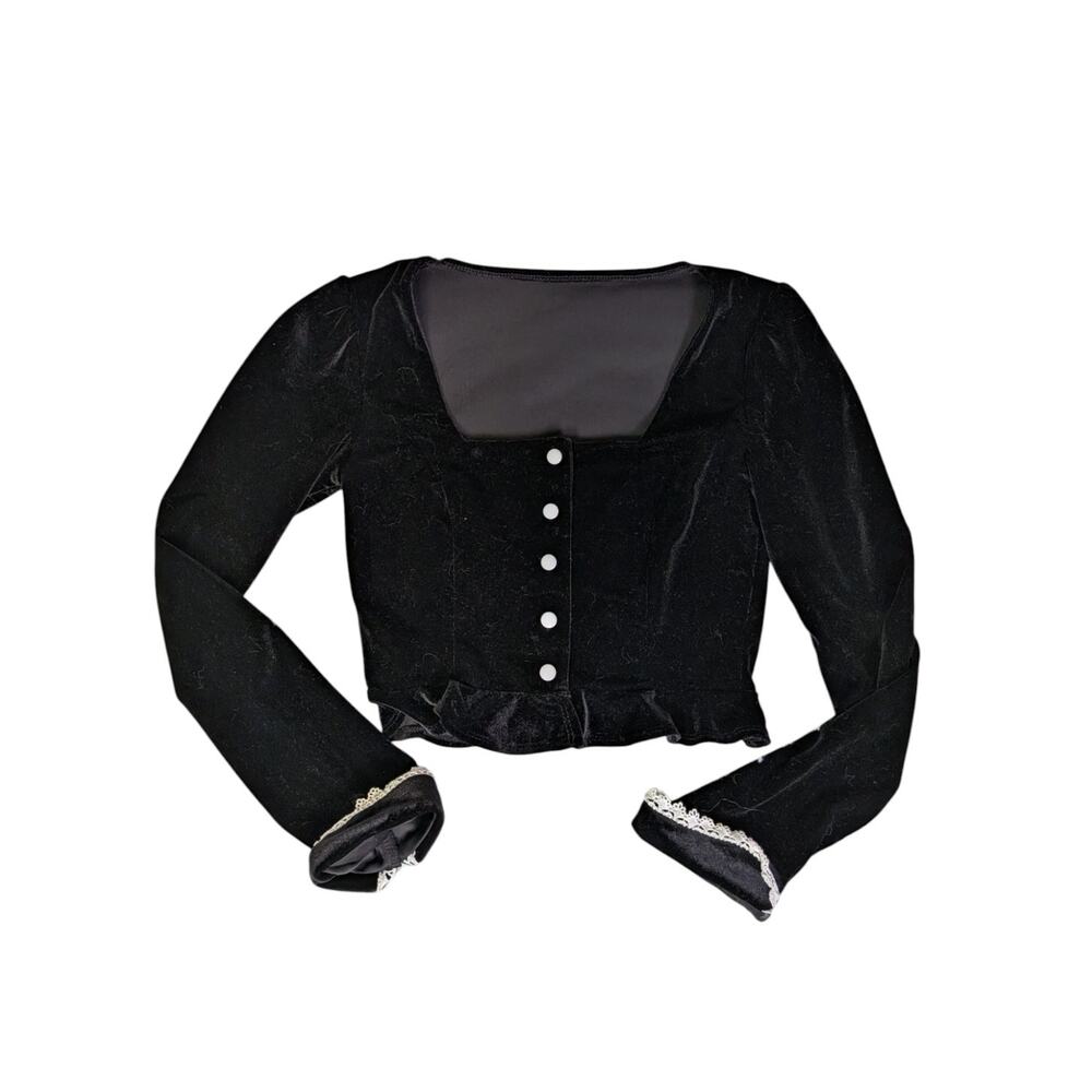 Black Velvet Square Neck Crop Top Wednesday Addams Size M